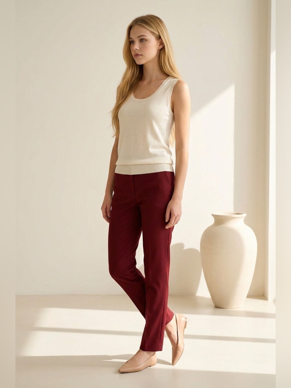 Josephine Chaus Rust Red Elastic Waist Slacks Pants Size M - Picture 1 of 4